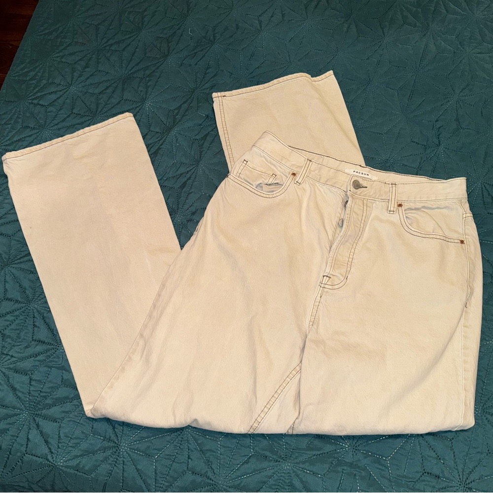 PacSun High Rise Women's Jeans in Light Cream
